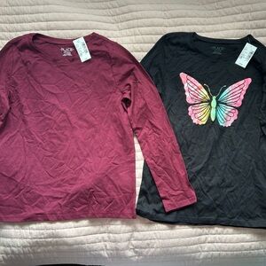 Place Burgundy and Black Long Sleeve Tees rainbow, butterfly, graphic new size L